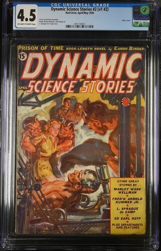 Dynamic Science Stories 1939 April CGC. Norman Saunders devil and Hitler cover. Dynamic Science Stories 1939 April CGC. Norman Saunders devil and Hitler cover.