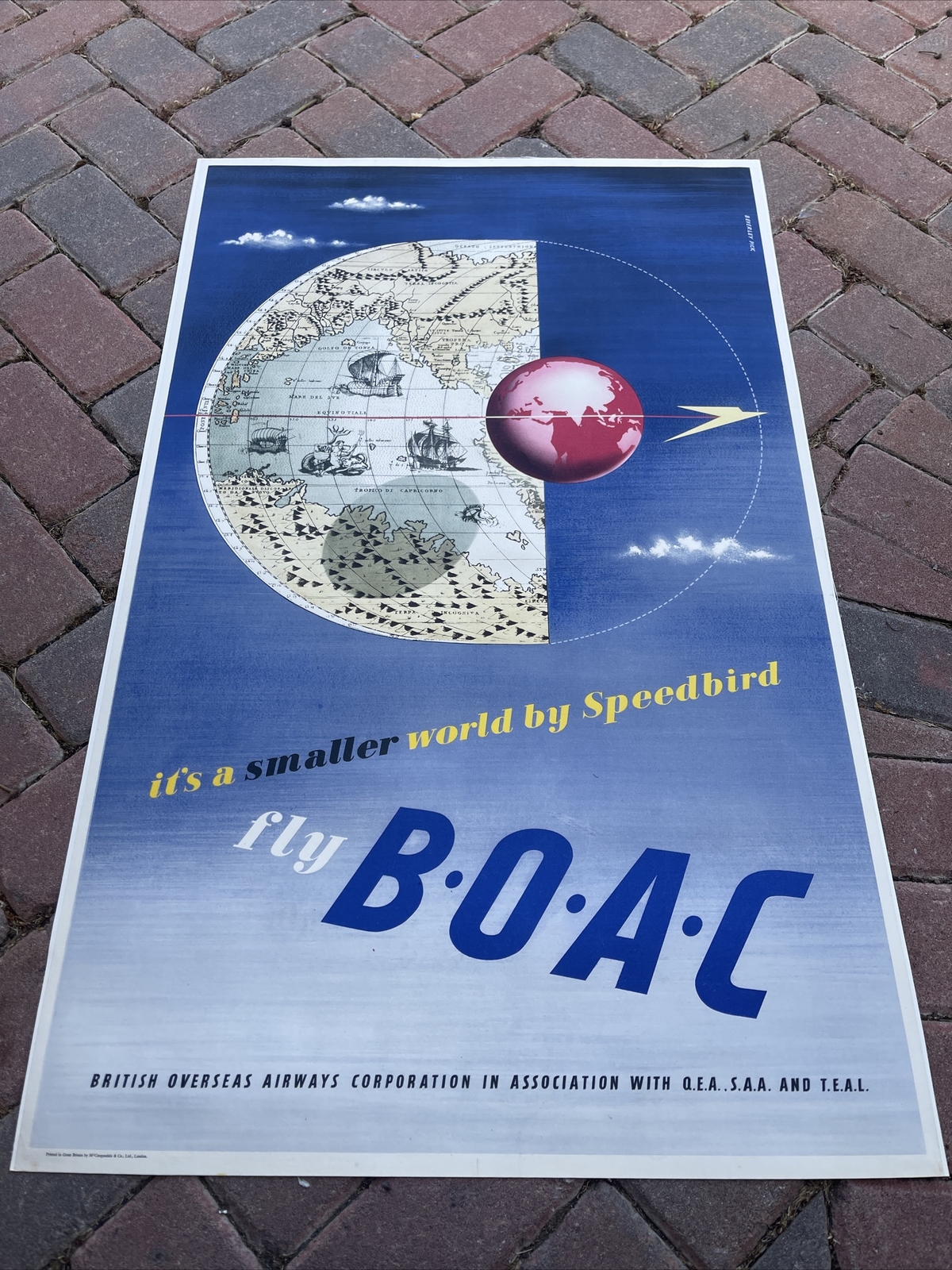 Original Travel Poster Fly BOAC  British Overseas Airways Corporation Airline