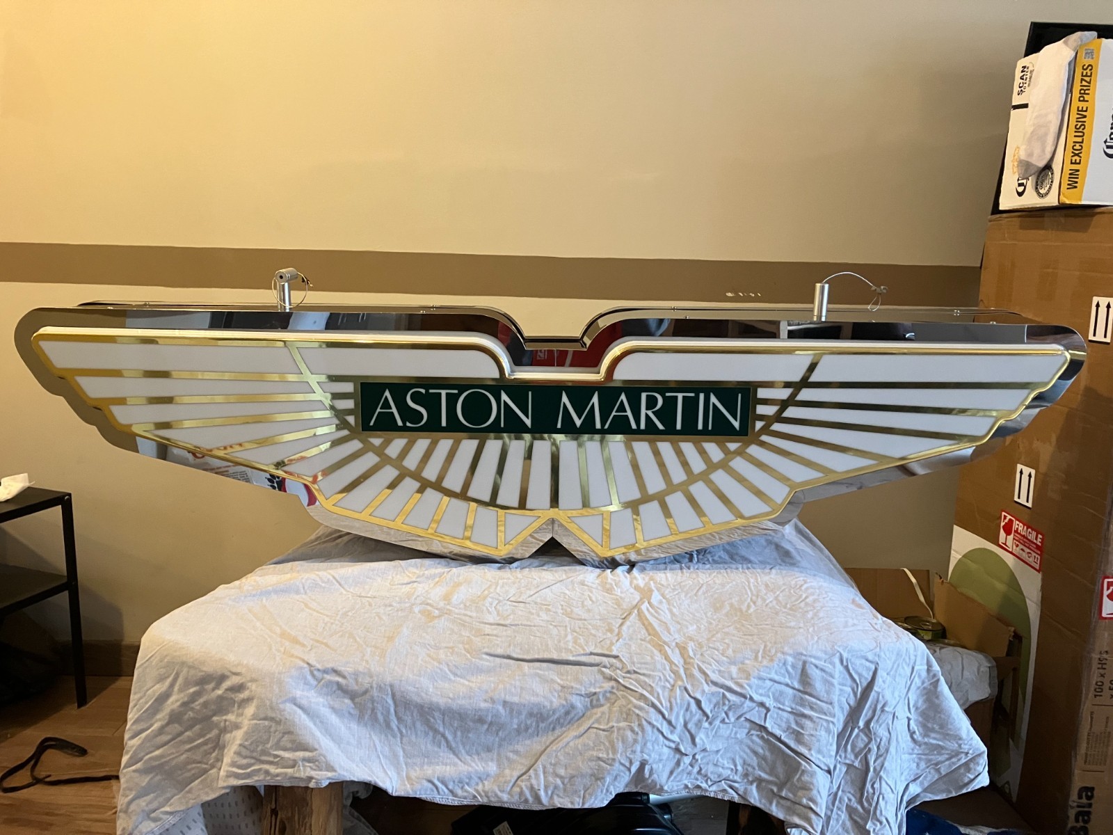 ASTON MARTIN ORIGINAL FACTORY DEALERSHIP SIGN DOUBLE SIDED VINTAGE 1990`S RARE