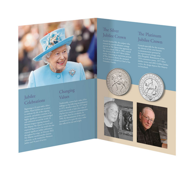 Queen Elizabeth II Jubilee Crown Set 1977 and 2022 Royal Mint limited edition Queen Elizabeth II Jubilee Crown Set 1977 and 2022 Royal Mint limited edition