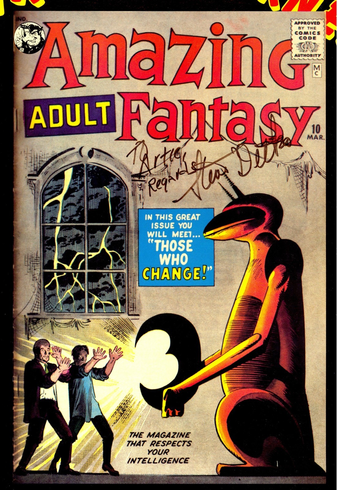 STEVE DITKO SIGNED ALBUM COVER STAN LEE JIM SHOOTER AMAZING ADULT FANTASY CGC SS