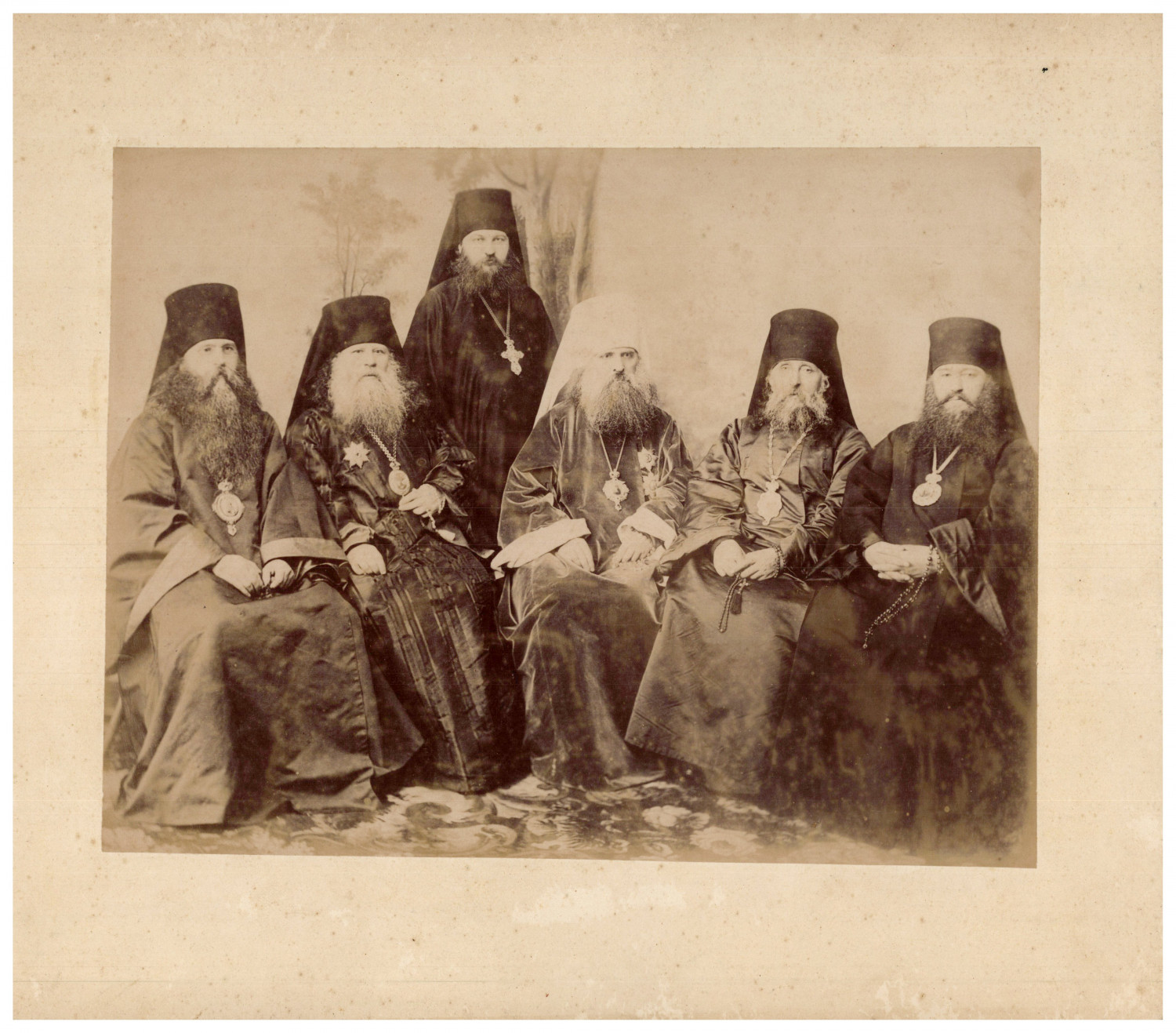 Group of six Orthodox priests vintage albumen print, albumen print 23.5x2 Group of six Orthodox priests vintage albumen print, albumen print 23.5x2