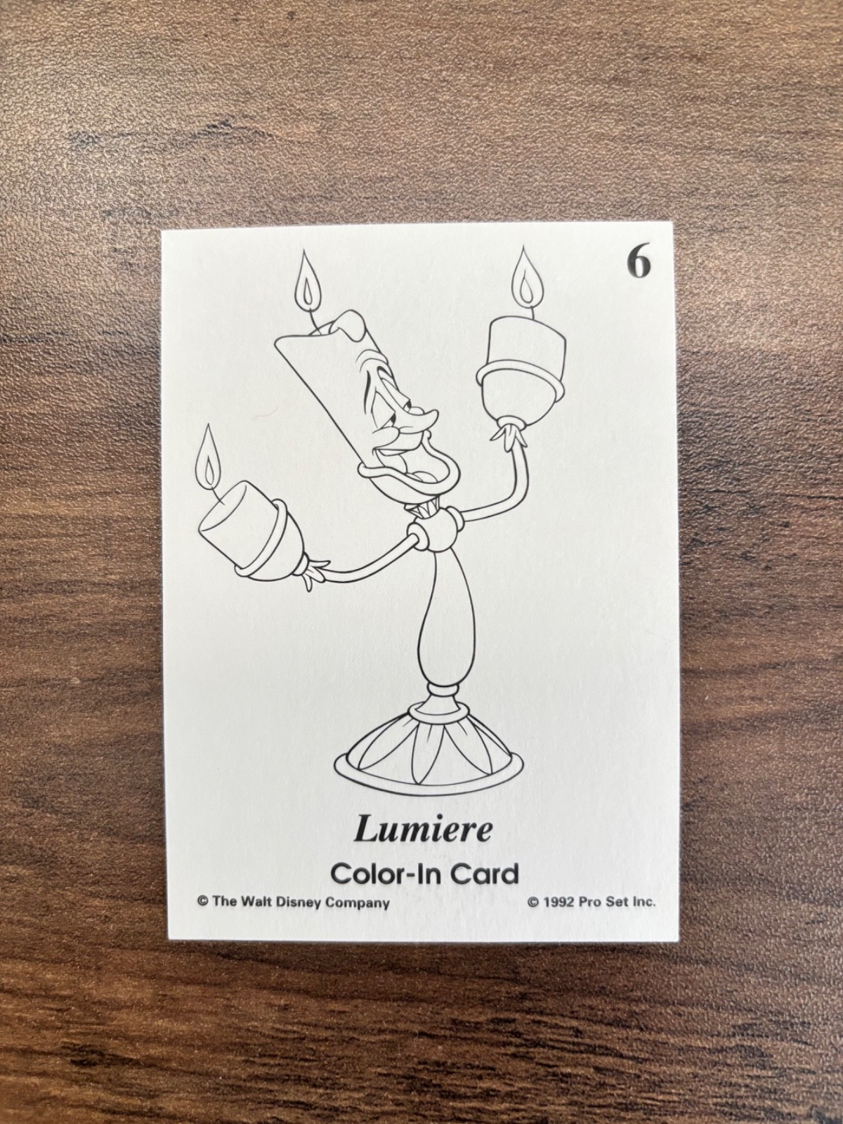 1992 Pro Set Beauty Beast Color In Card Lumiere 6 BLANK BACK Error Misprint RARE 1992 Pro Set Beauty Beast Color In Card Lumiere 6 BLANK BACK Error Misprint RARE