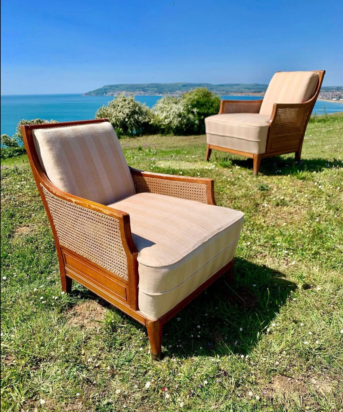 CUNARD WHITE STAR LINE RMS QUEEN ELIZABETH 1ST CL BALLROOM BERGERE CHAIRS C-1938 CUNARD WHITE STAR LINE RMS QUEEN ELIZABETH 1ST CL BALLROOM BERGERE CHAIRS C-1938