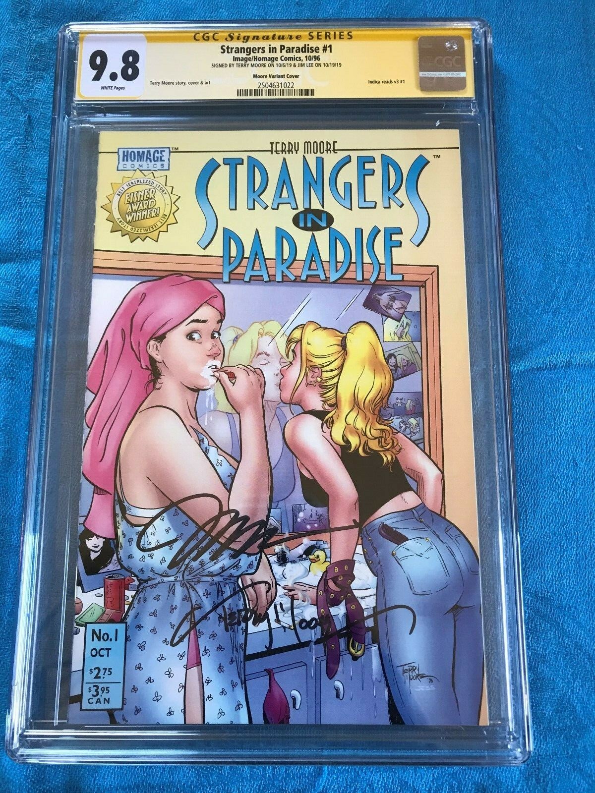 Strangers in Paradise v3 #1 v- CGC SS 9.8 NM/MT - Signed by Terry Moore, Jim Lee Strangers in Paradise v3 #1 v- CGC SS 9.8 NM/MT - Signed by Terry Moore, Jim Lee