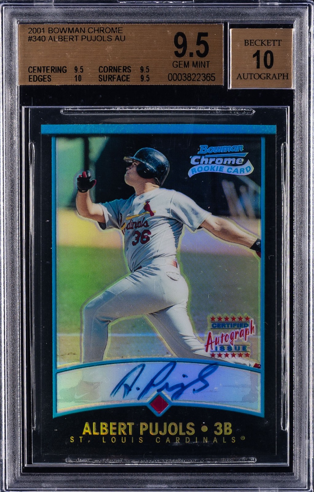2001 BOWMAN CHROME AU #340 ALBERT PUJOLS BGS 9.5
