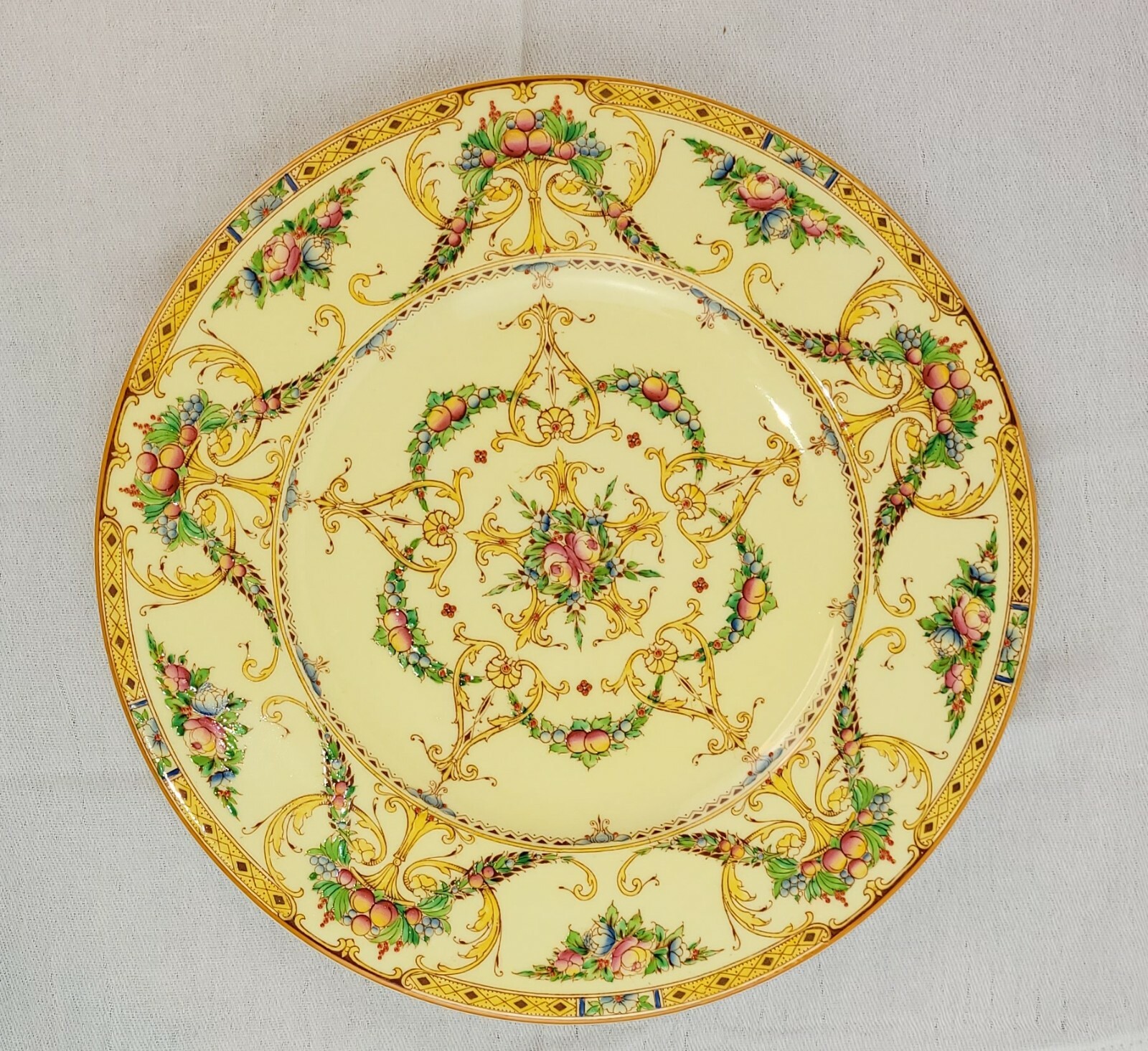 22 Royal Worcester Fruit and Basket Hand Enameled Plate 22 Royal Worcester Fruit and Basket Hand Enameled Plate