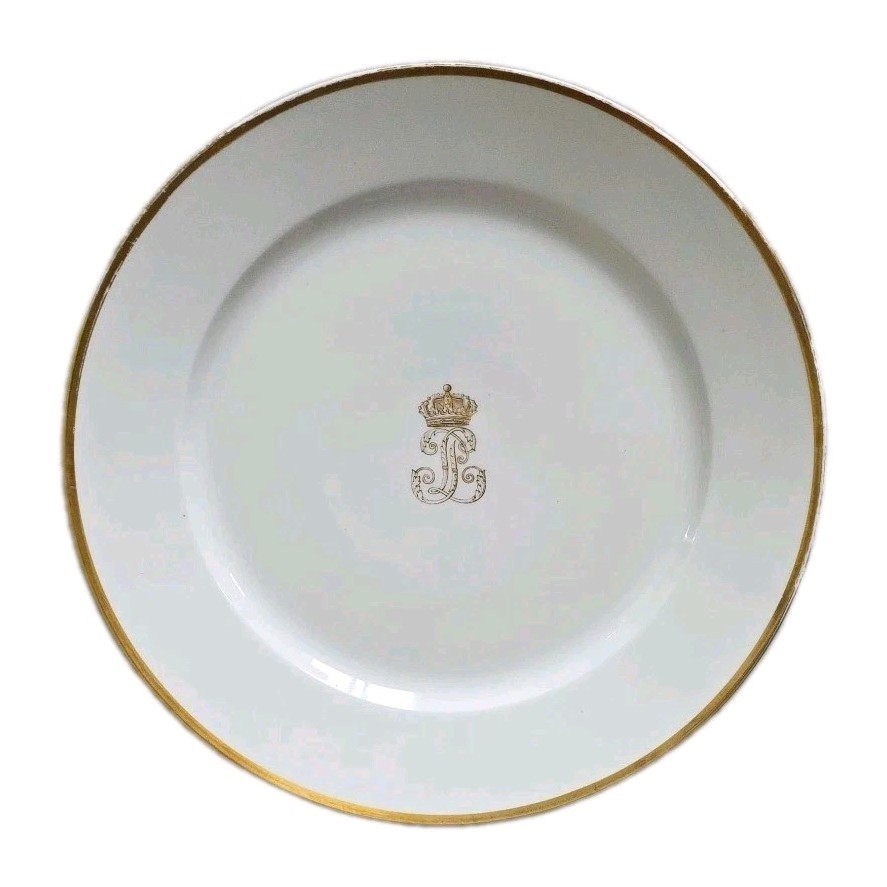 1831 Sevres King Louis-Philippe I Royal Porcelain Dinner Plate Crowned LP Cipher 1831 Sevres King Louis-Philippe I Royal Porcelain Dinner Plate Crowned LP Cipher