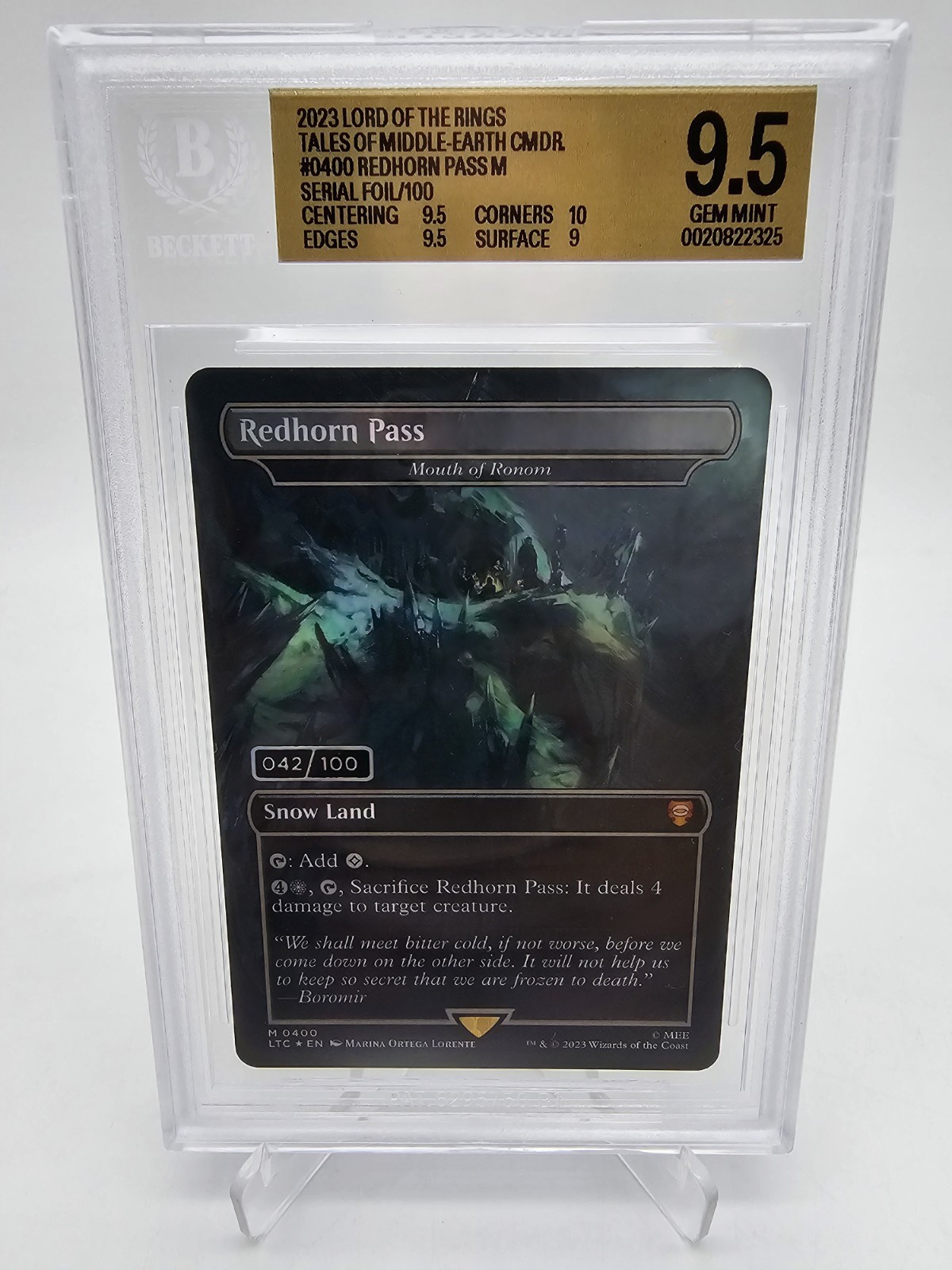 BGS 9.5 MTG Lord of the Rings Redhorn Pass Mouth of Ronom Serial 042/100 M0400