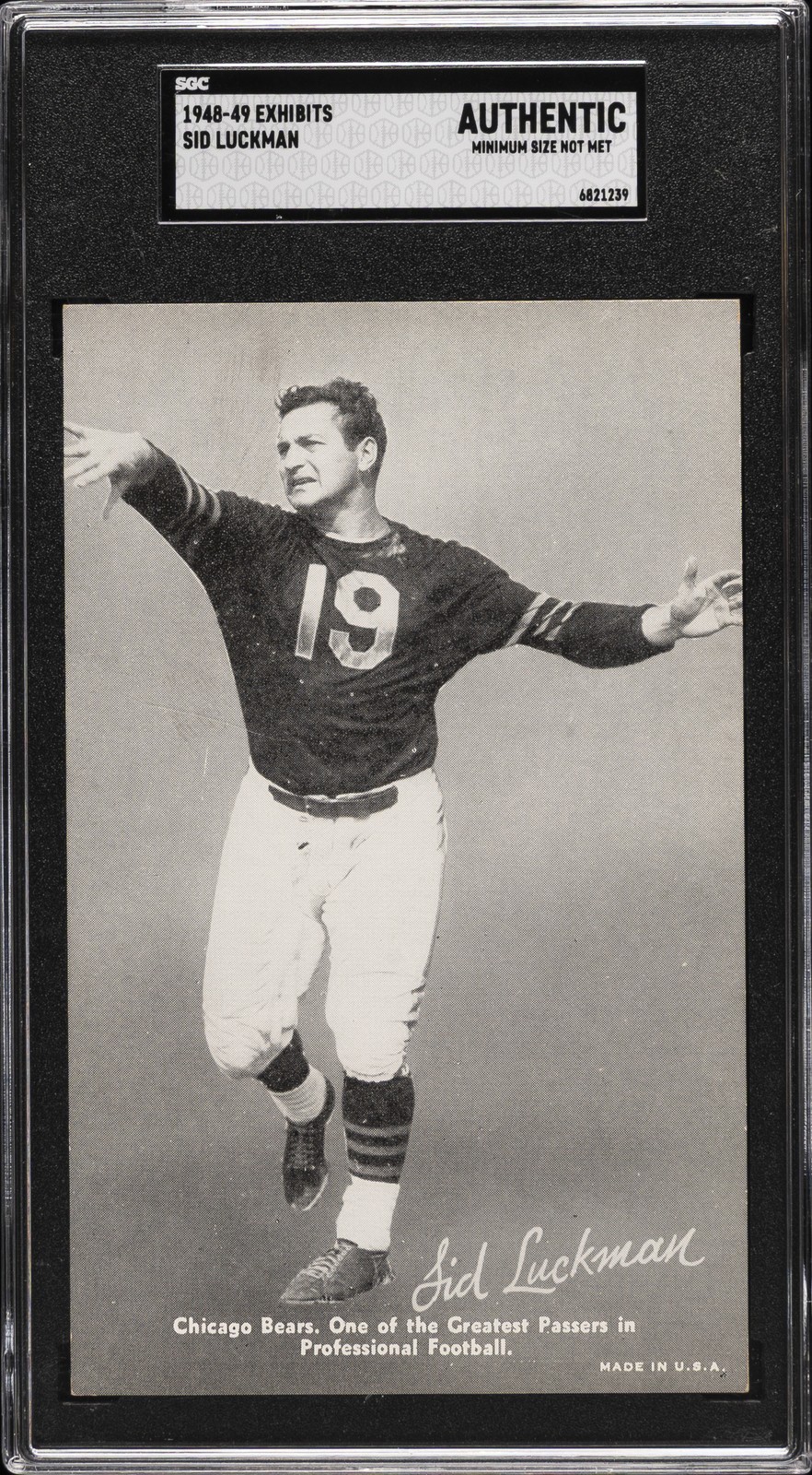 1948-49 EXHIBITS AUTHENTIC - MINIMUM SIZE NOT MET SID LUCKMAN SGC A