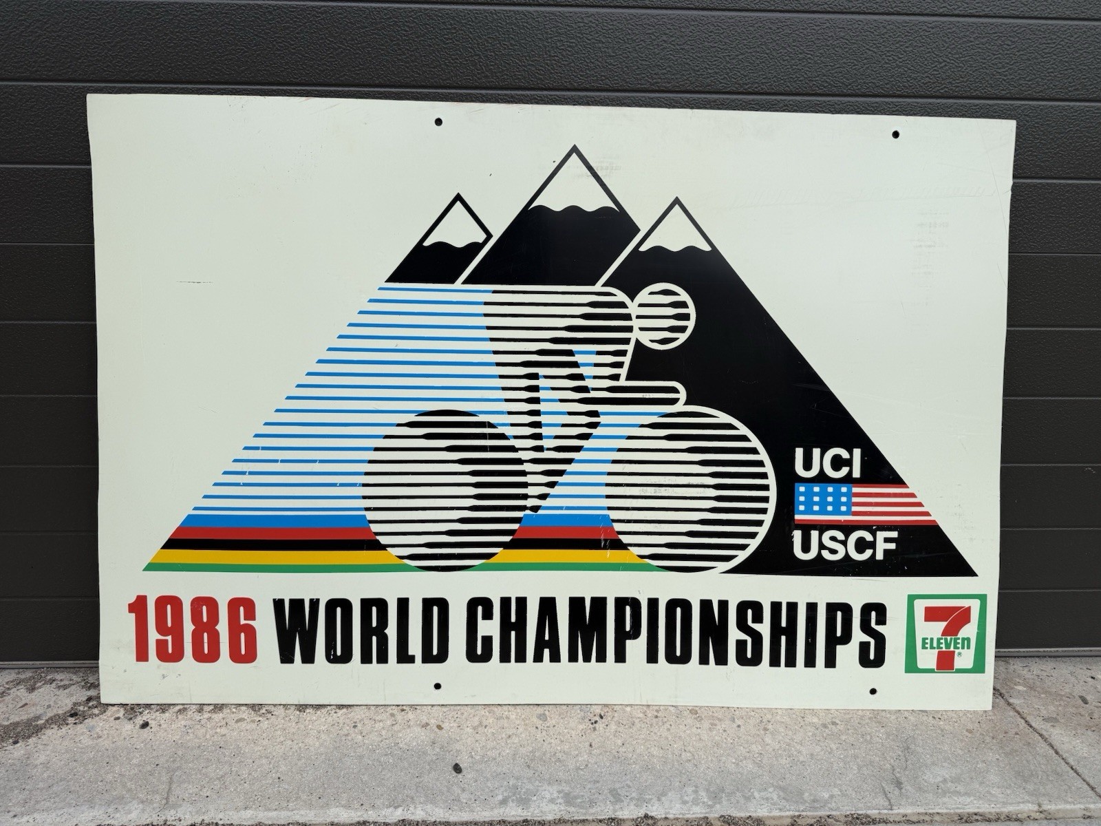 Original 1986 Cycling Road Bike World Championships Colorado Springs Race Sign Original 1986 Cycling Road Bike World Championships Colorado Springs Race Sign