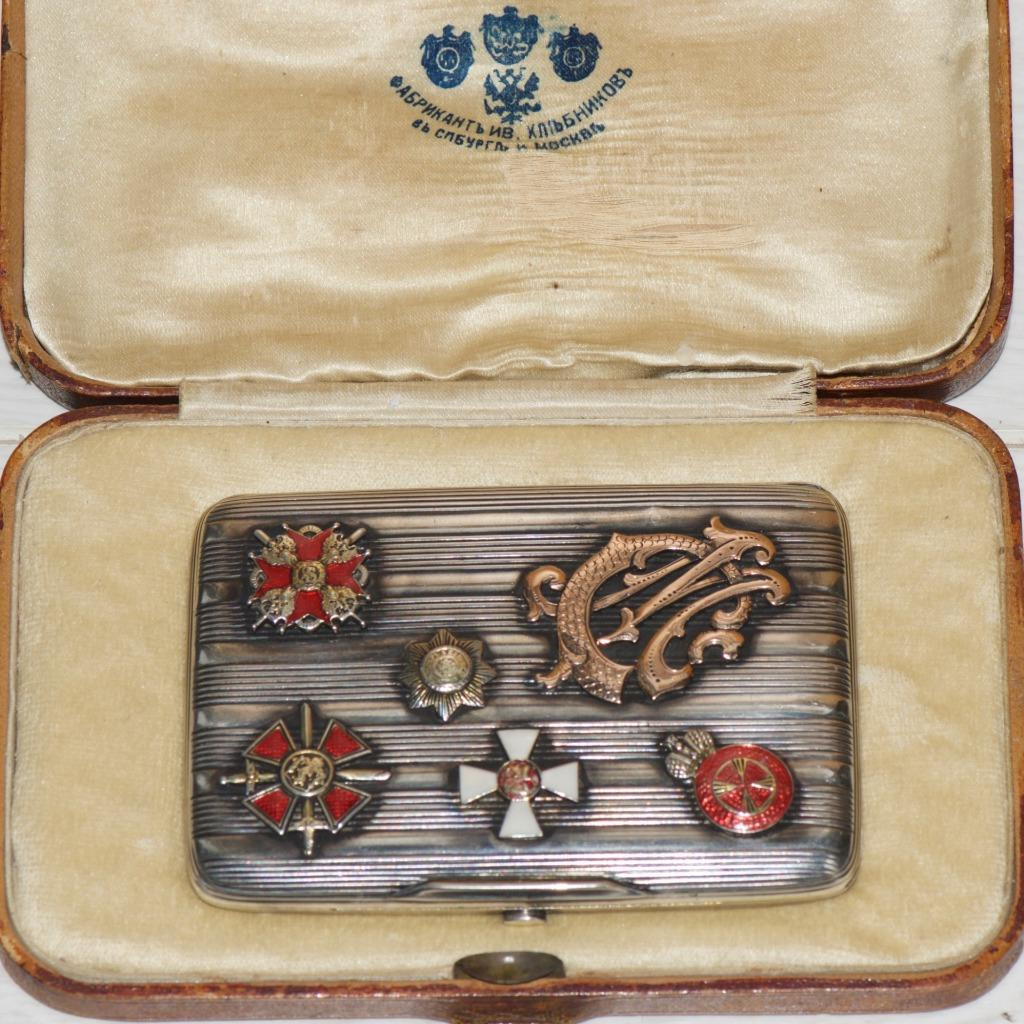 Antique Royal Family Silver Enamel Khlebnikov Cigarette Case-Grand Duke Sergei Antique Royal Family Silver Enamel Khlebnikov Cigarette Case-Grand Duke Sergei