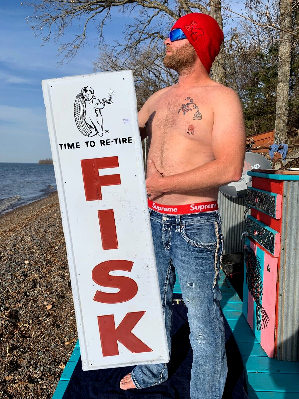 Vintage Vertical Fisk Tires Metal Gasoline Gas Oil Sign 60 by 16 Time to Retire Vintage Vertical Fisk Tires Metal Gasoline Gas Oil Sign 60 by 16 Time to Retire