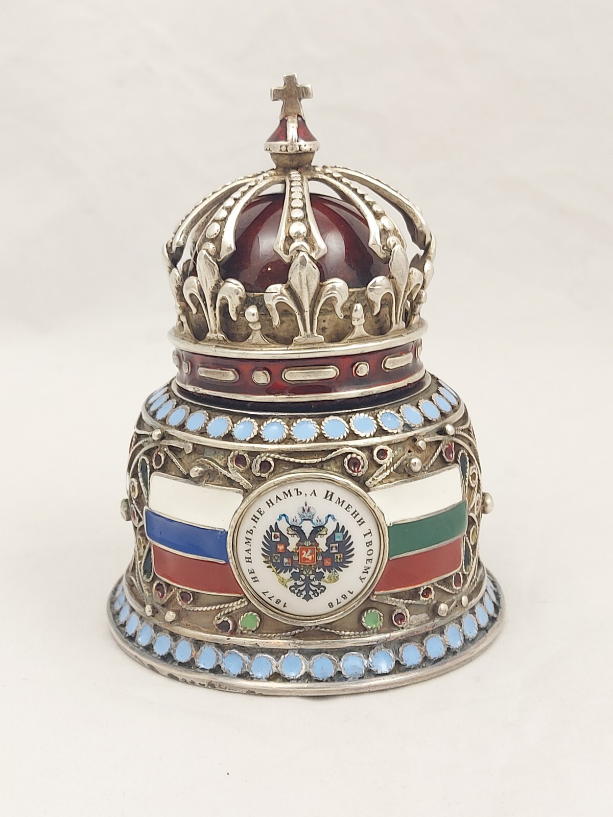 Imperial Russ Faberge Desk Clock Silver Enamel Verge Fusee Turkish War 1877-1878 Imperial Russ Faberge Desk Clock Silver Enamel Verge Fusee Turkish War 1877-1878