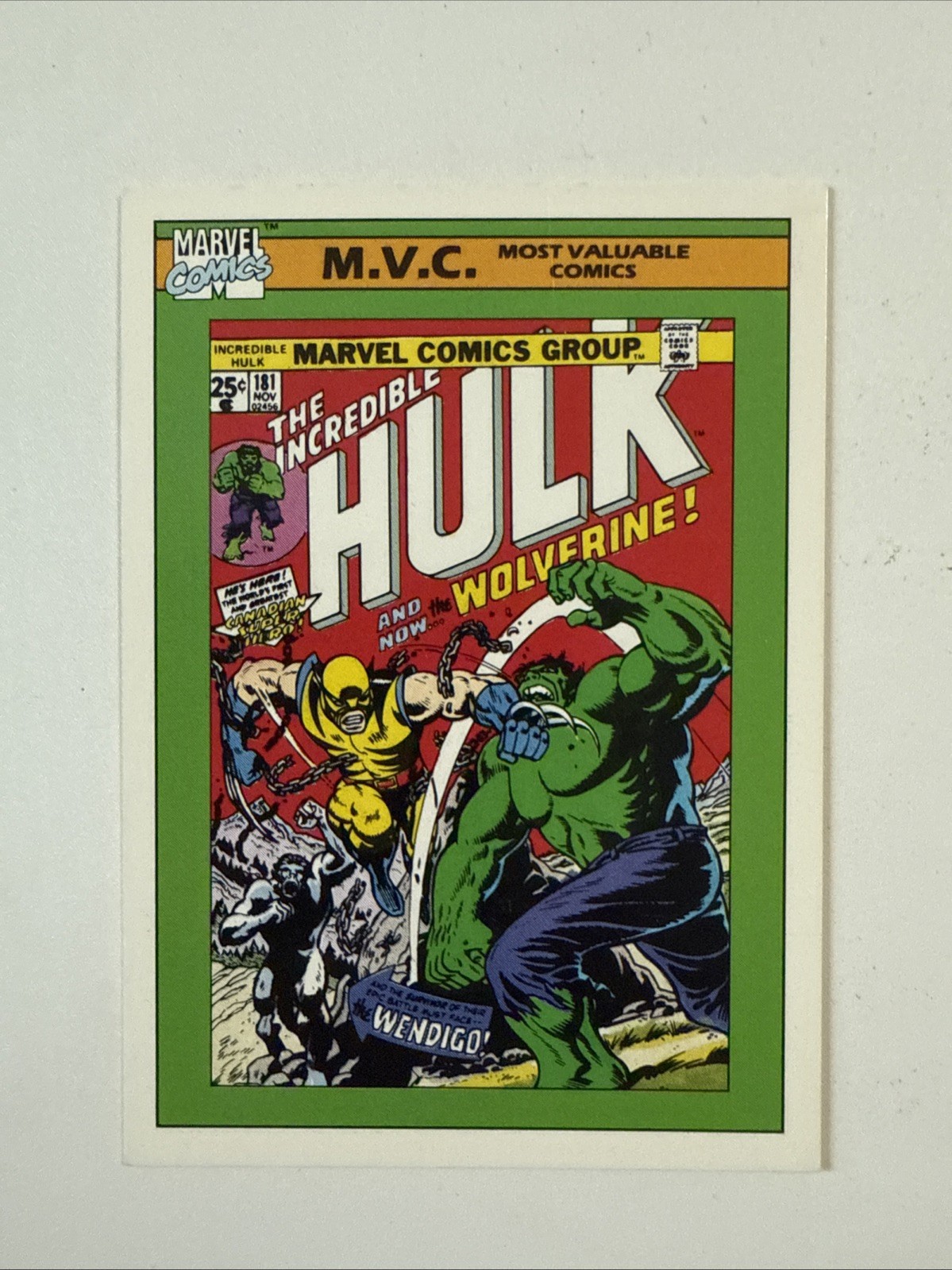 1990 Impel Marvel Universe #134 M.V.C. Incredible Hulk #181 1990 Impel Marvel Universe #134 M.V.C. Incredible Hulk #181