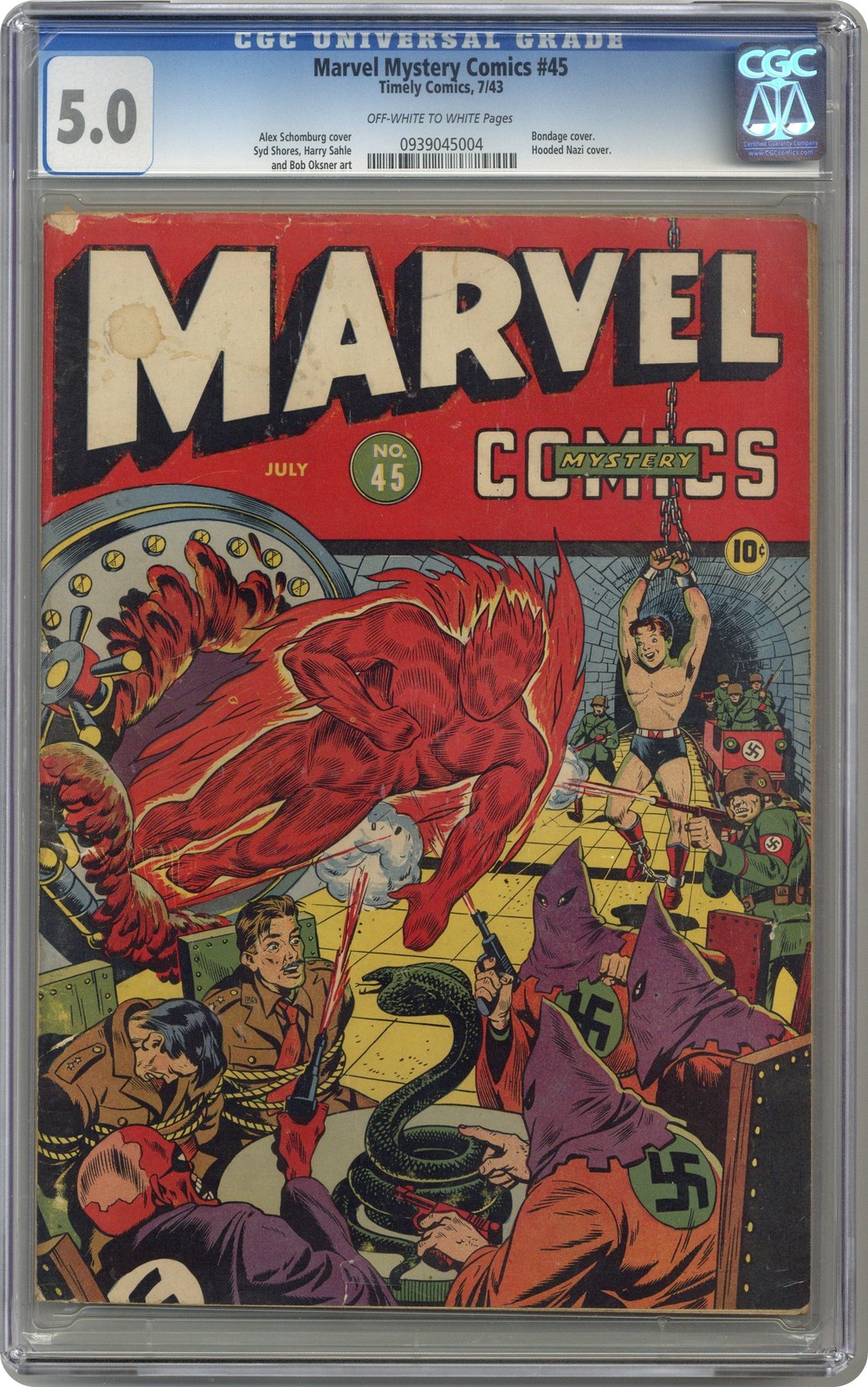 Marvel Mystery Comics #45 CGC 5.0 1943 0939045004 Marvel Mystery Comics #45 CGC 5.0 1943 0939045004