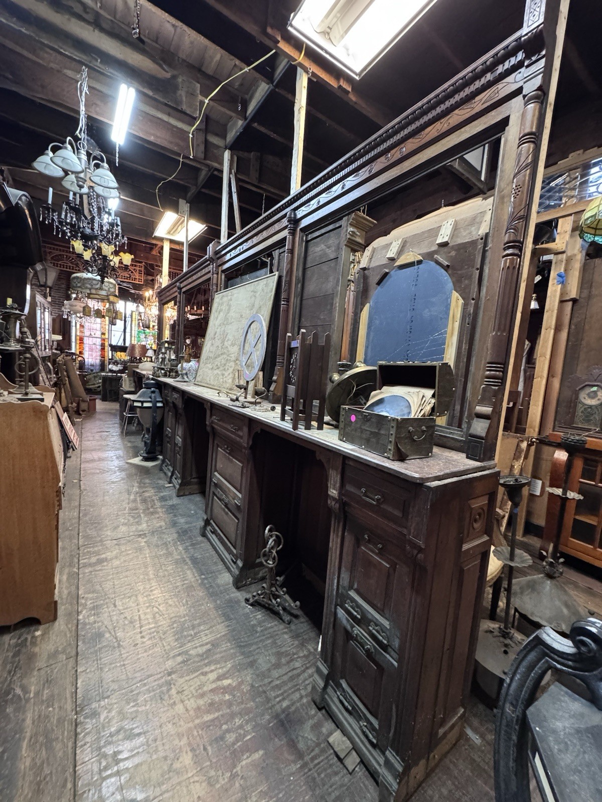 Vintage 10’ Oak  Back Bar  We Have Two Matching That Are Identical. Priced Each