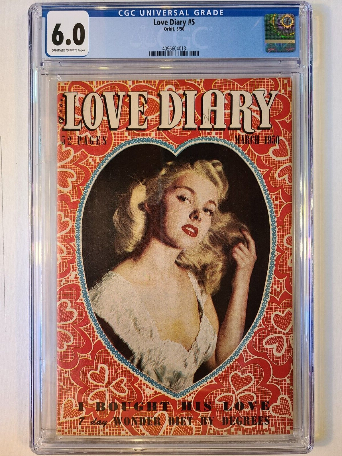 LOVE DIARY # 5 ORBIT OUR PUBL 1950 CGC 6.0 VERY SCARCE 2nd HIGHEST CLASSIC COVER