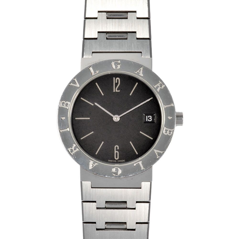 Bulgari BB33SS 33mm Quartz Ladies Watch Black Dial Stainless Steel