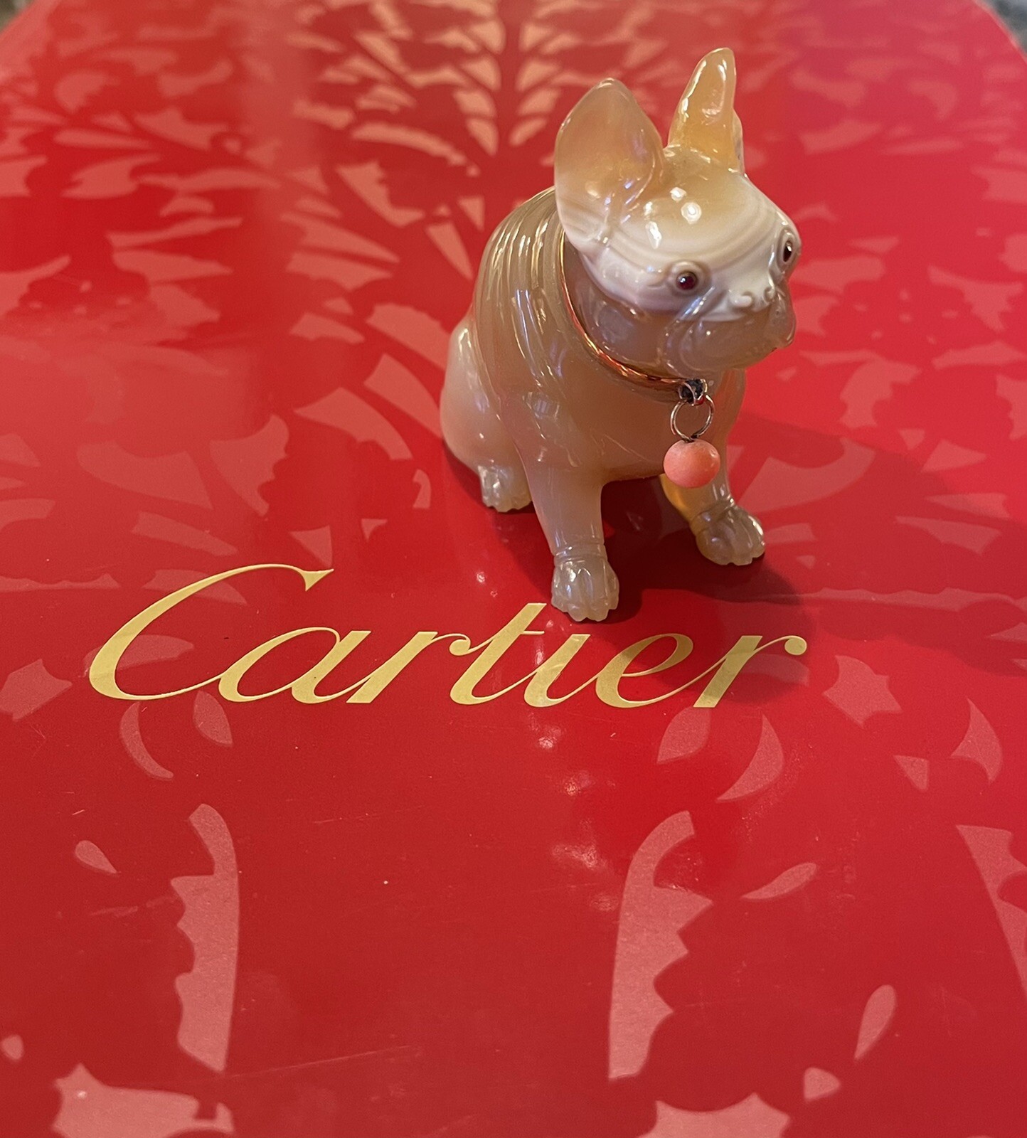 Agate Seated Bulldog Figurine Attributed To Cartier Circa 1900's