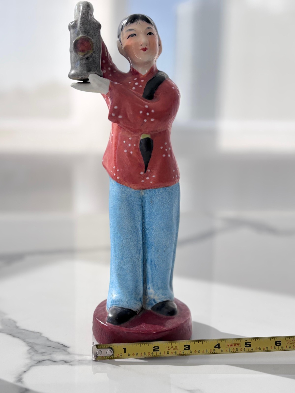 Chinese Revolutionary Porcelain Figure, Red Lantern Opera hero, Vintage