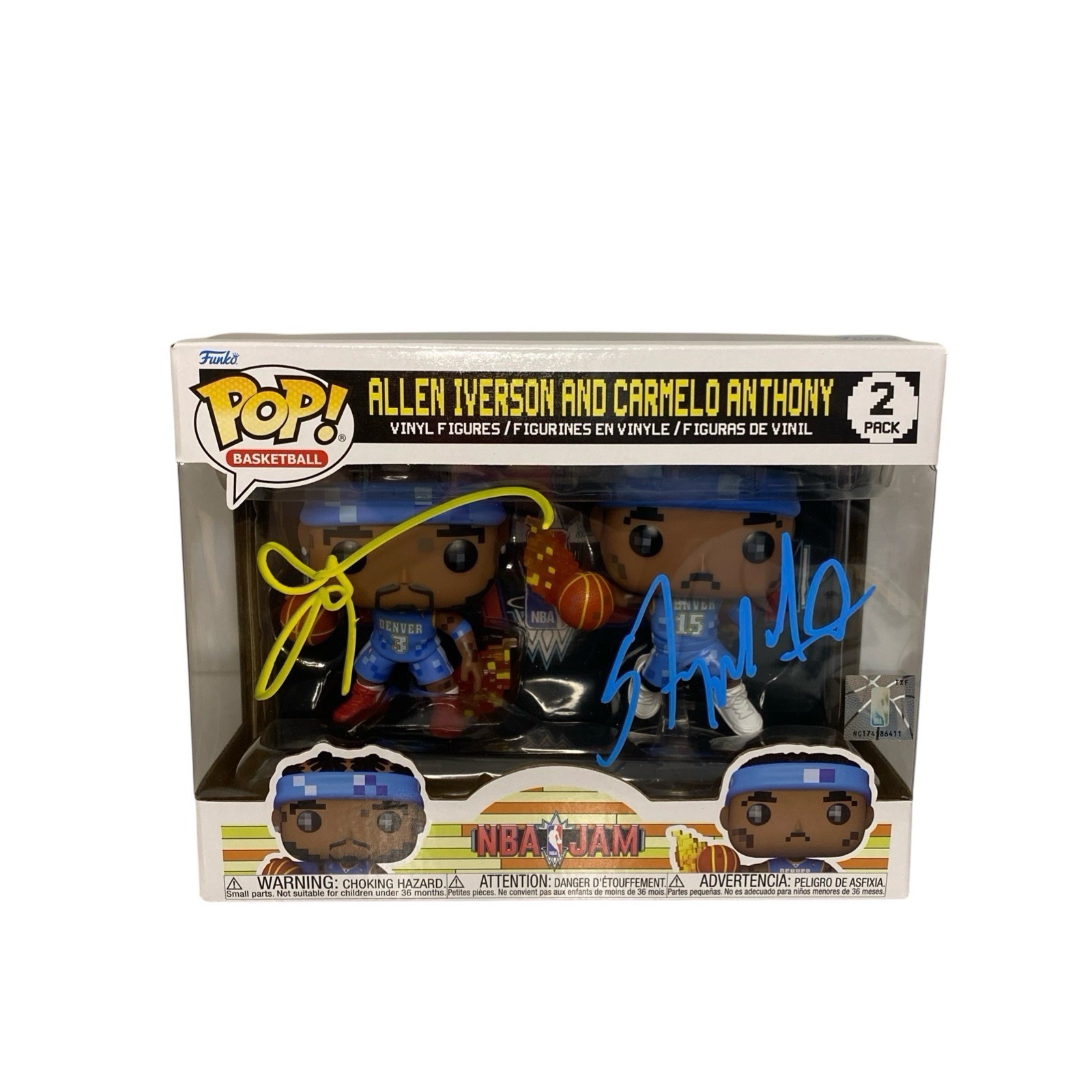 Funko Pop NY Knicks Nuggets NBA JAM Allen Iverson & Carmelo Anthony Signed