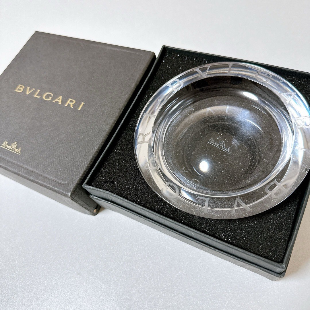 Auth BVLGARI Bulgari Rosenthal Crystal Round Ashtray Bowl w Box Auth BVLGARI Bulgari Rosenthal Crystal Round Ashtray Bowl w Box