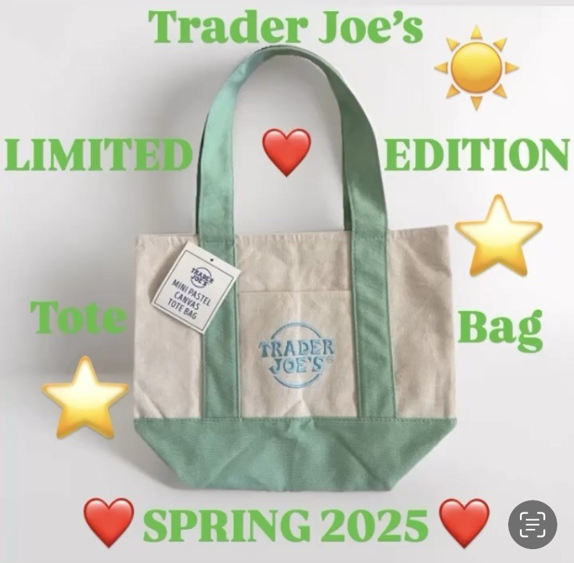 Trader Joe’s Viral Mini Tote Bag Mint Green Spring 2025 LIMITED EDITION