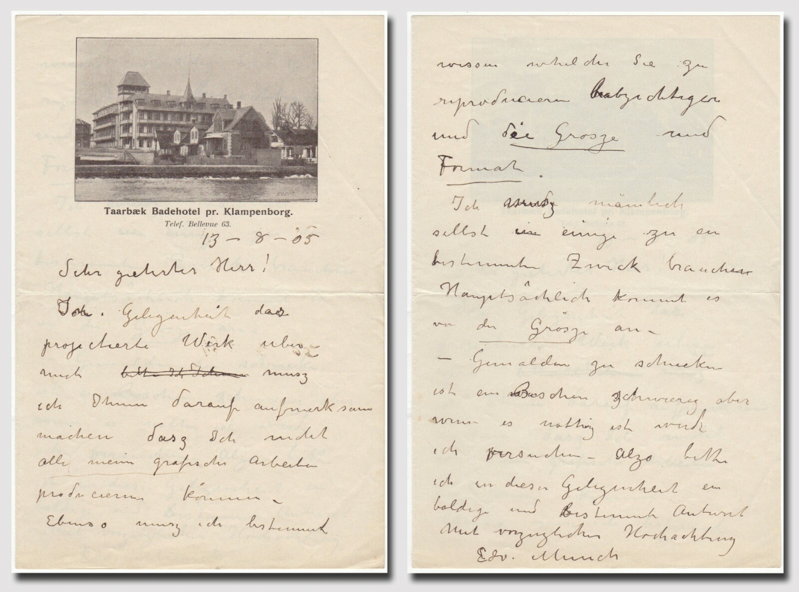 Munch, Edvard (1863-1944/ The Scream) - Rare autograph letter signed