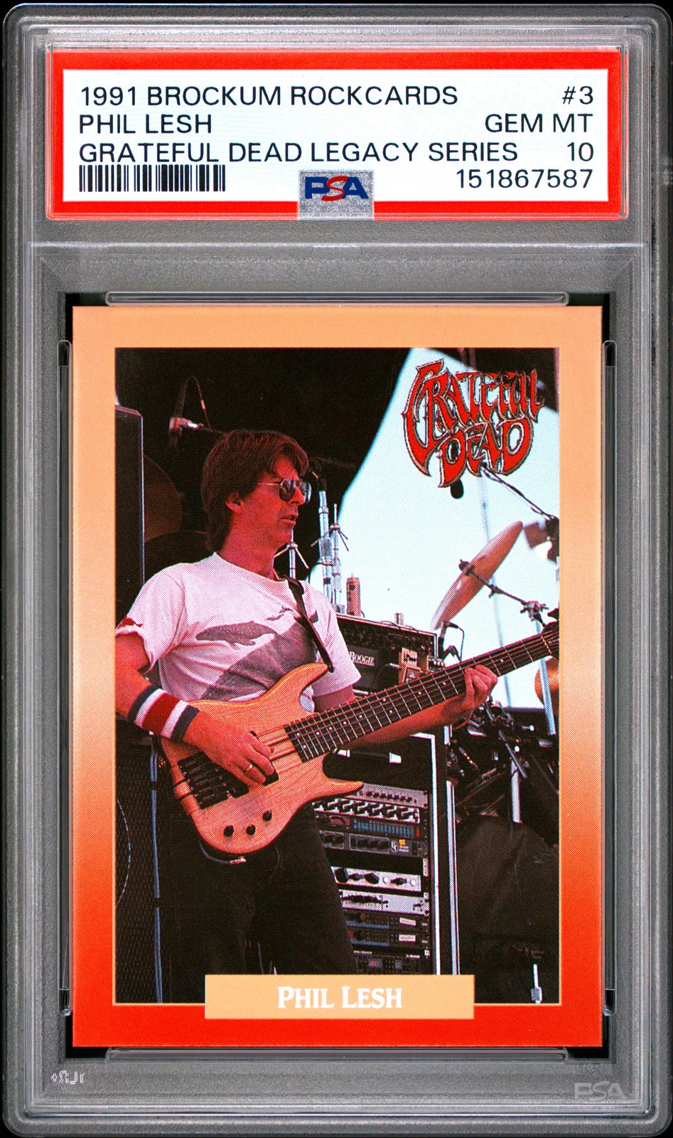 1991 BROCKUM ROCKCARDS GRATEFUL DEAD LEGACY SERIES #3 PHIL LESH PSA 10