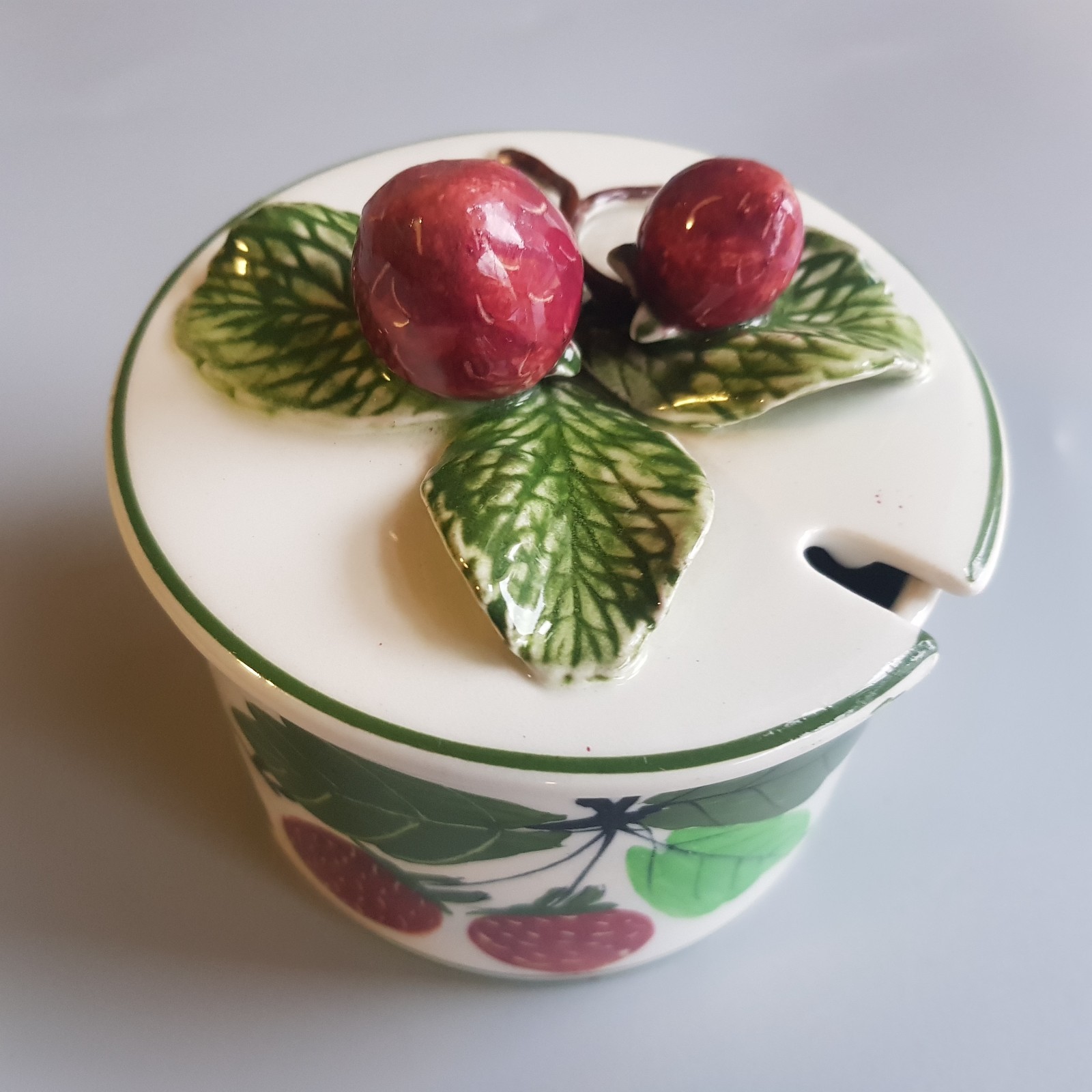 Antique French Perret Gentil Menton jam pot tin glazed Ceramic Wemyss style Antique French Perret Gentil Menton jam pot tin glazed Ceramic Wemyss style