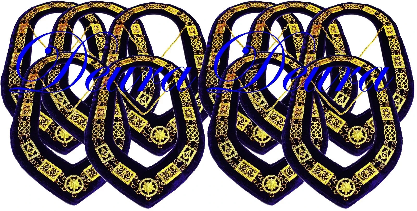 Lot Of 10 Grand Lodge Chain Collars Masonic Collar DMR-100GP