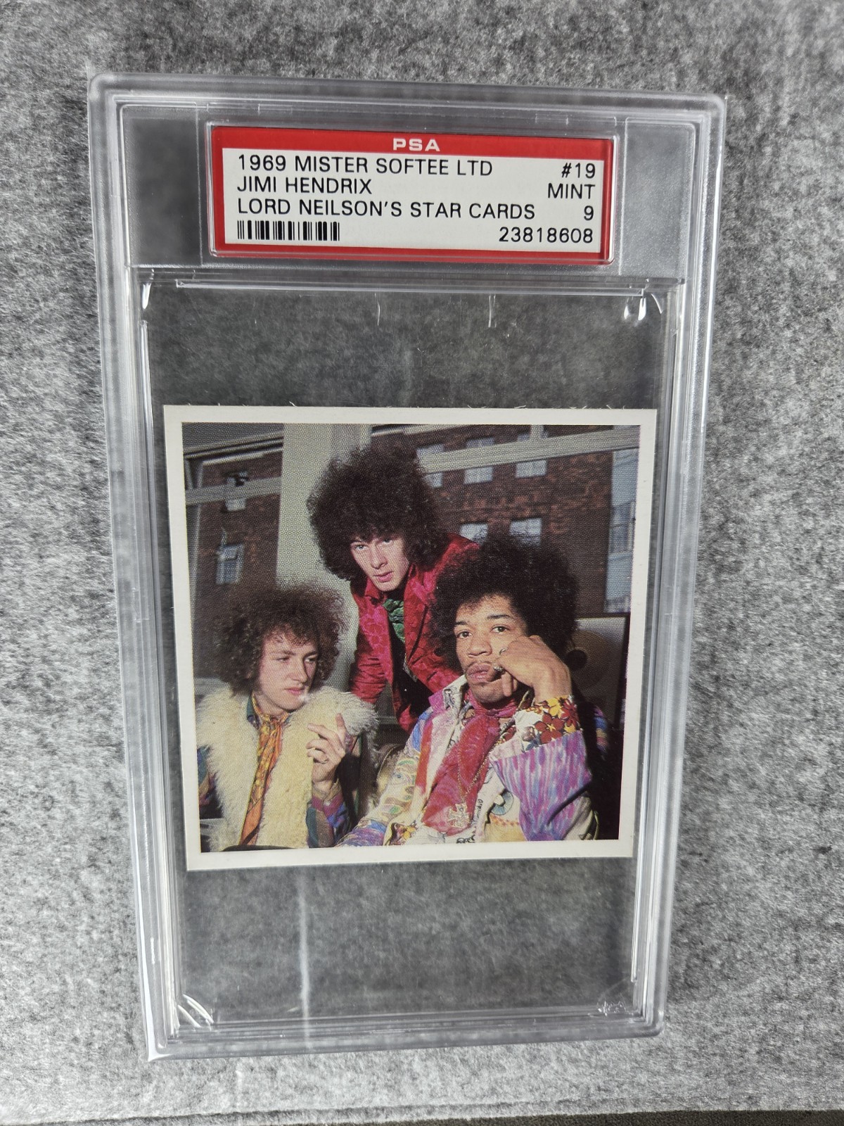 1969 MISTER SOFTEE LTD LORD NEILSON'S STAR CARD JIMI HENDRIX #19 PSA 9 MINT 1969 MISTER SOFTEE LTD LORD NEILSON'S STAR CARD JIMI HENDRIX #19 PSA 9 MINT