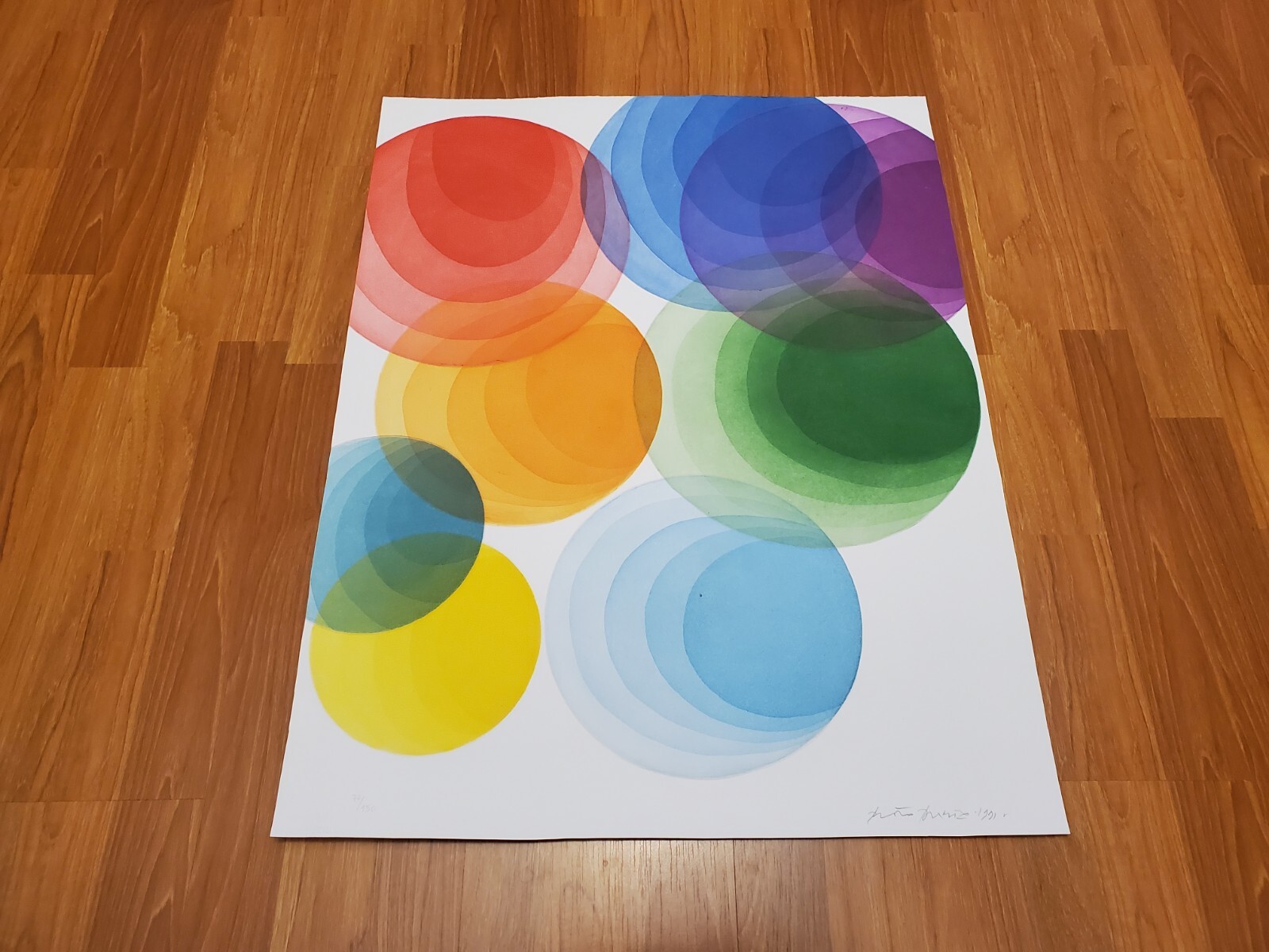 RARE Vtg retro 90s Piero Dorazio Rainbow Circles Signed Numbered Art Piece LOOK RARE Vtg retro 90s Piero Dorazio Rainbow Circles Signed Numbered Art Piece LOOK