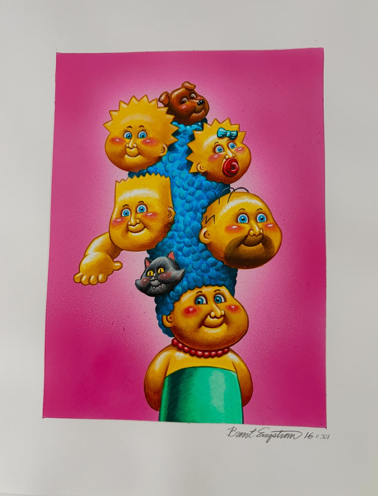 Rare 1/1 The Simpsons Marge FINAL CARD ART Painting 2016 Garbage Pail Kids #1ab