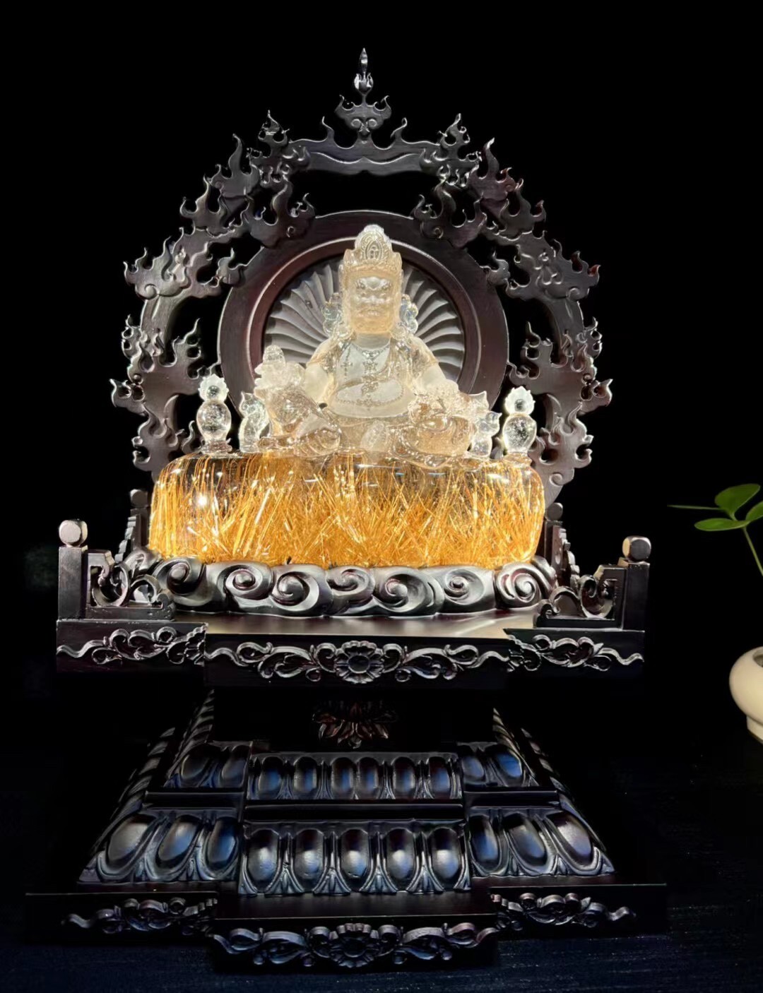 4.8LB Top Museum level Natural golden rutile Quartz the god of wealth God+base 4.8LB Top Museum level Natural golden rutile Quartz the god of wealth God+base
