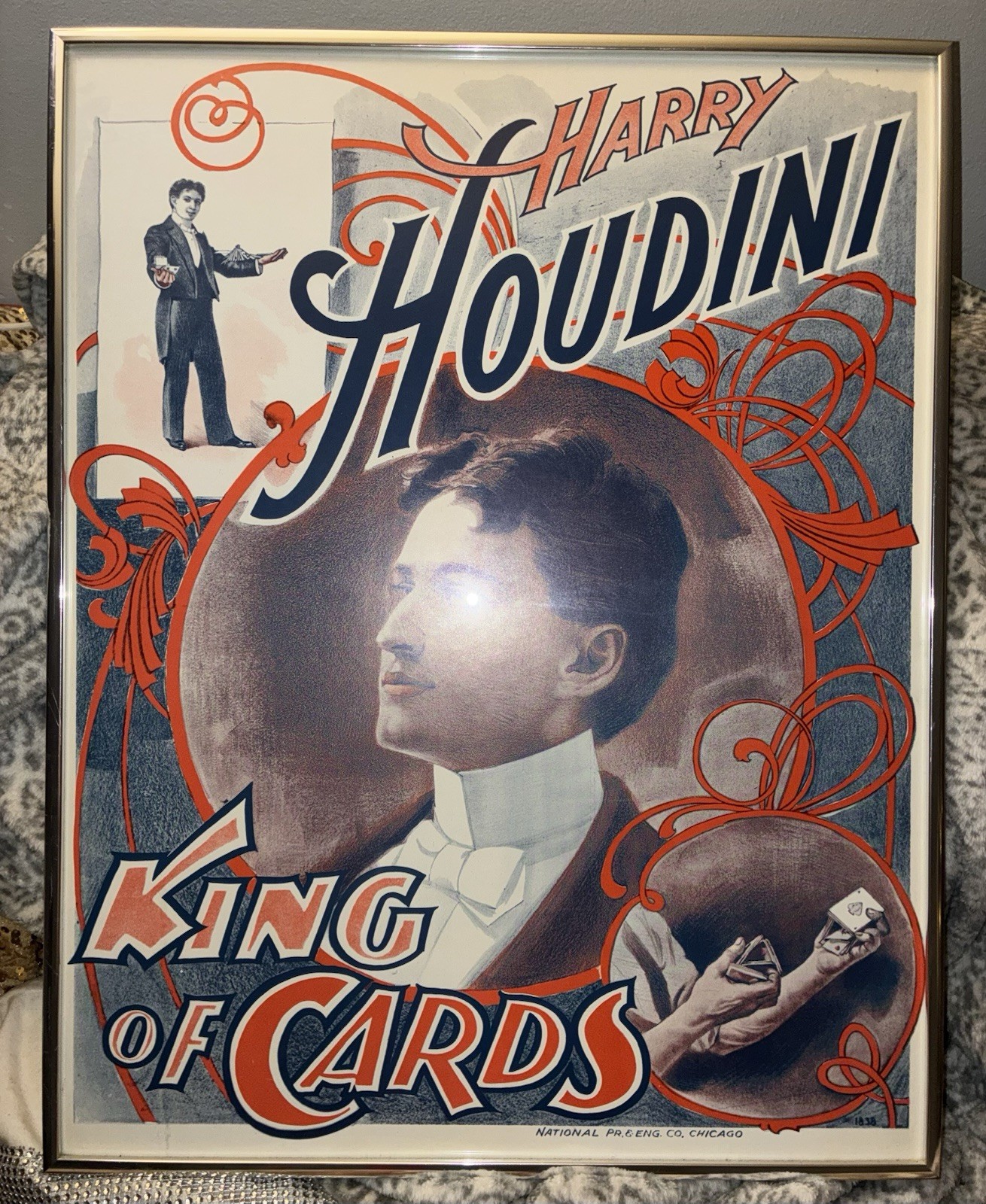 ORIGIONAL Vintage lithographic poster of Harry Houdini, 