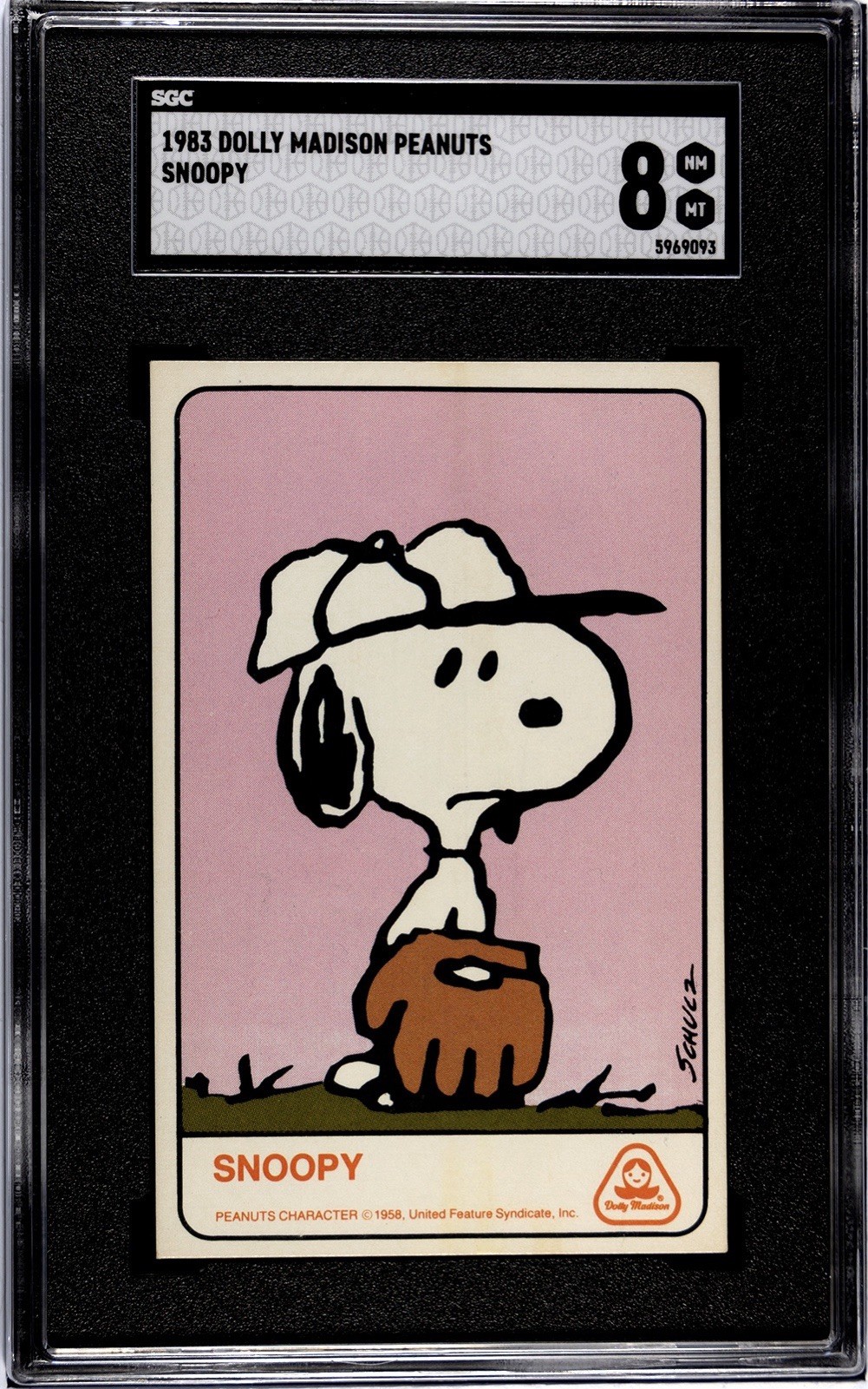 1970/83 DOLLY MADISON PEANUTS SNOOPY *HIGHEST GRADE* CROSSOVER CARD SGC 8 POP 2