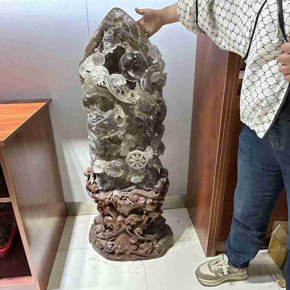 188LB Large Top Natural Smokey Quartz Carved Crystal Dragon Reiki decor +stand 188LB Large Top Natural Smokey Quartz Carved Crystal Dragon Reiki decor +stand