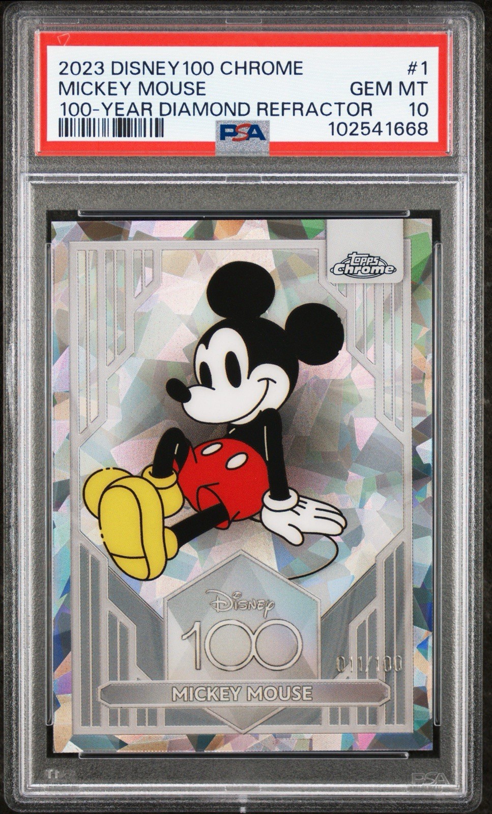 2023 Topps Chrome Disney 100 Mickey Mouse 100 Year Diamond /100 PSA 10 💎