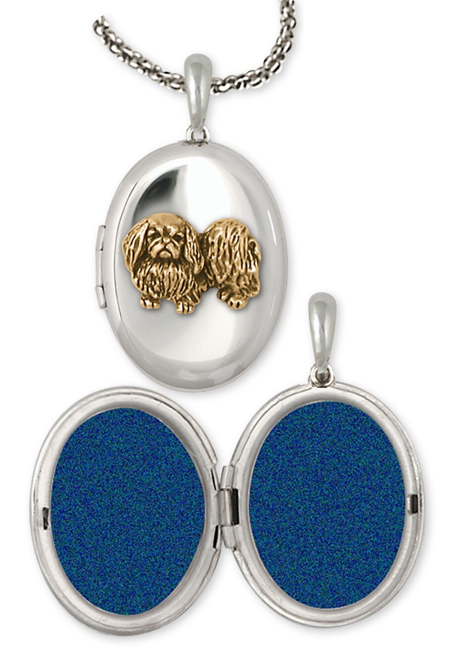 Pekingese Photo Locket Handmade Sterling Silver Dog Jewelry PK12-VVM Pekingese Photo Locket Handmade Sterling Silver Dog Jewelry PK12-VVM