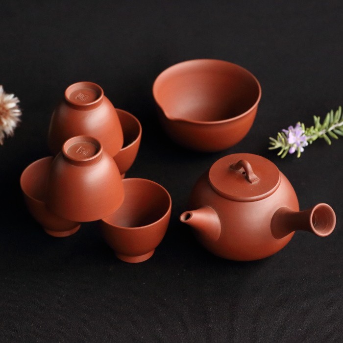 Yamada Jozan II Tokoname Red Clay Kyusu Tea Set with Paulownia Box Teapot 100ml Yamada Jozan II Tokoname Red Clay Kyusu Tea Set with Paulownia Box Teapot 100ml