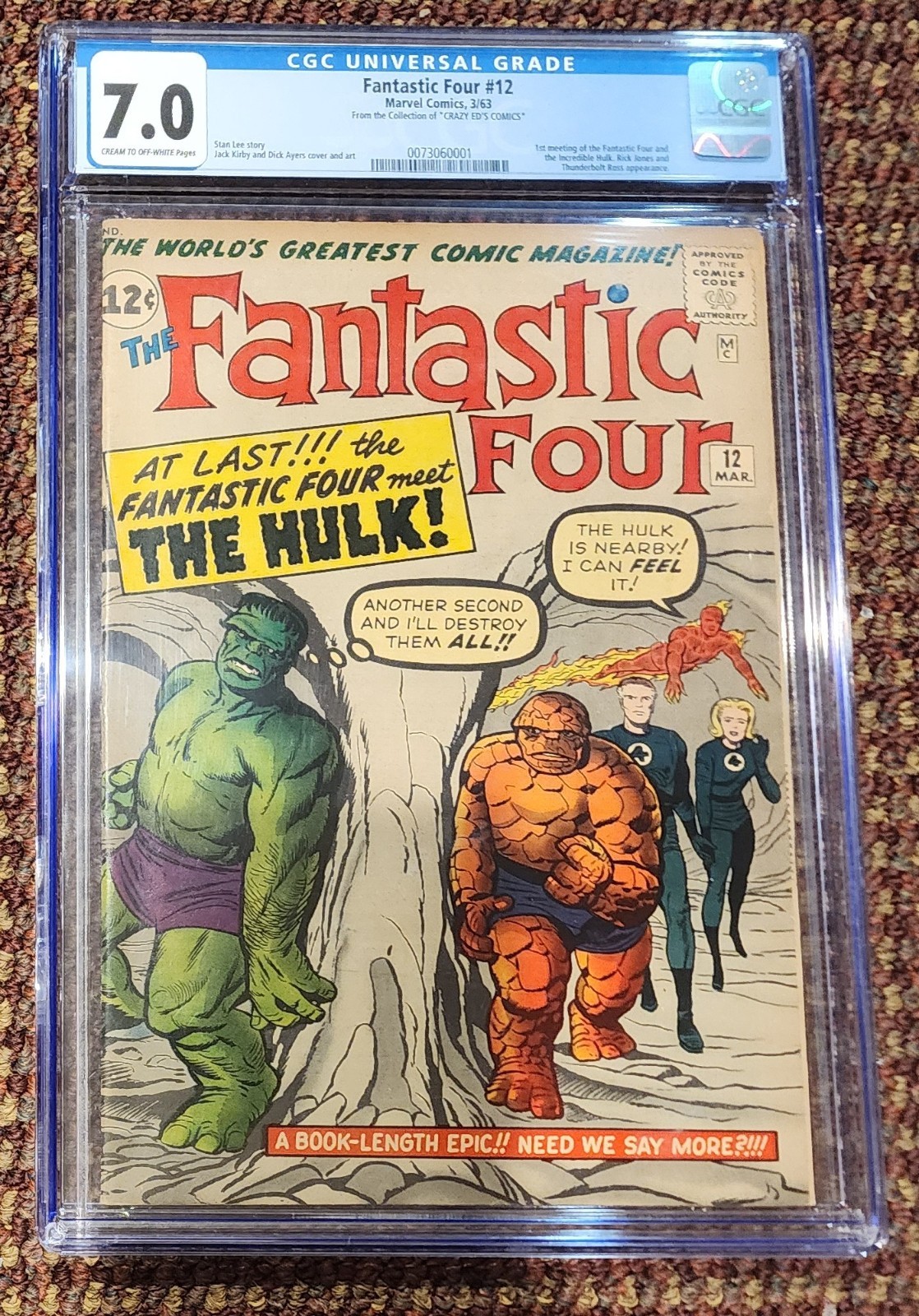 FANTASTIC FOUR #12 HULK VS THING KEY CGC 7.0 