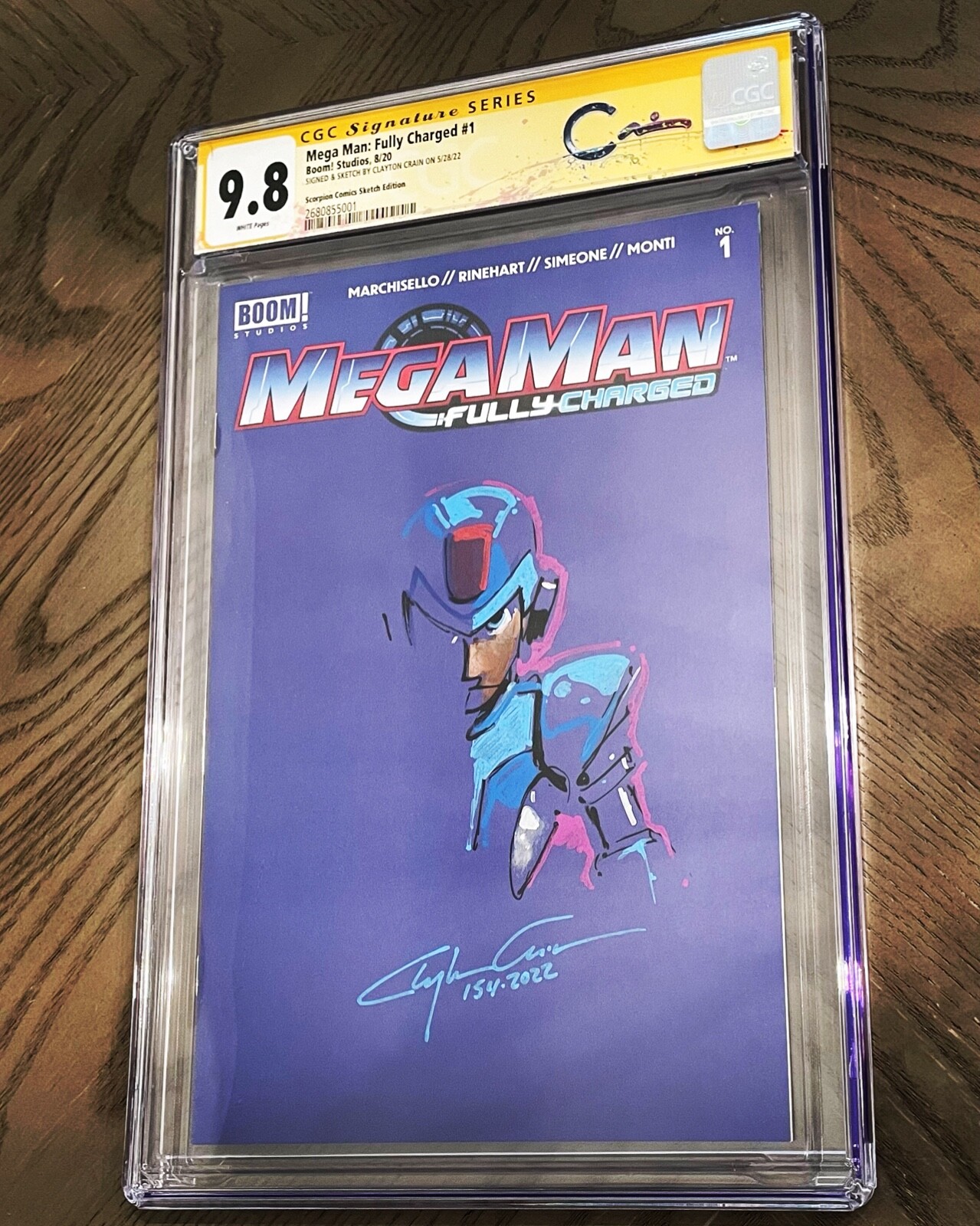 MEGAMAN 1 VARIANT CGC 9.8 SS SIGNED & SKETCH PAINTED CLAYTON CRAIN RETIRED LABEL