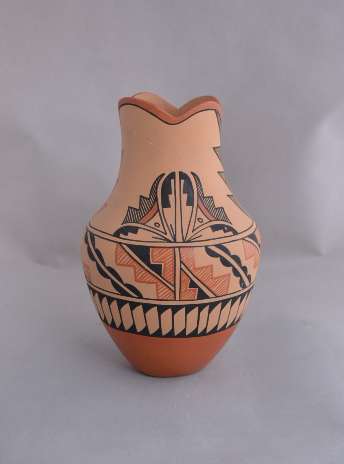 L. Madalena - Large Jemez Pueblo Pottery Vase - Beautifully Painted  9 3/4