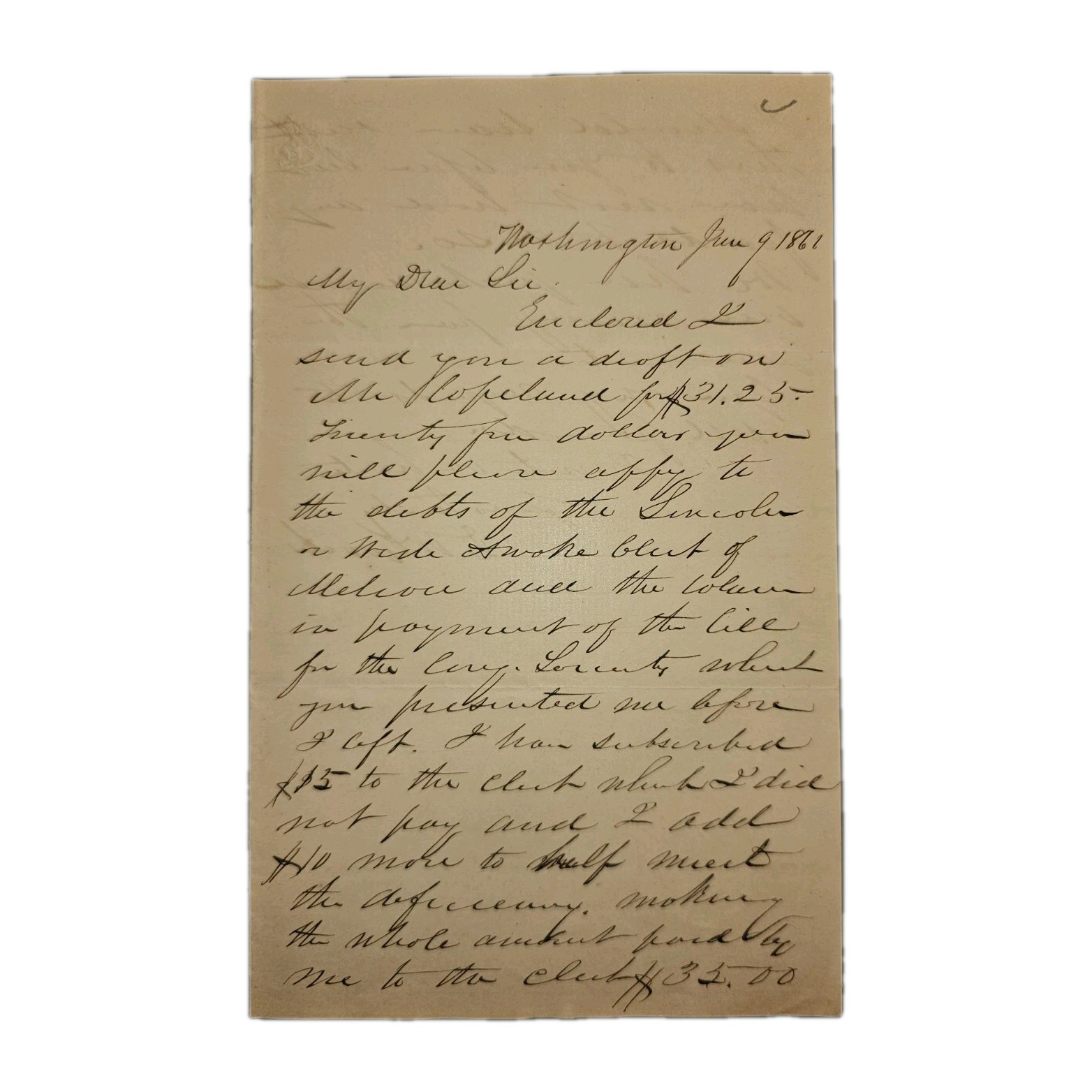 1861 Daniel W. Gooch Signed Letter Lincoln Wide Awakes Medway Civil War Politics 1861 Daniel W. Gooch Signed Letter Lincoln Wide Awakes Medway Civil War Politics