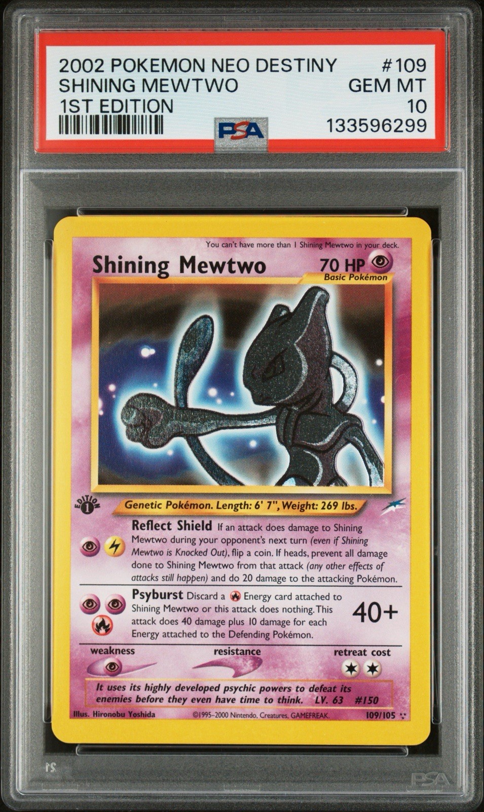 2002 Pokemon Shining Mewtwo Neo Destiny 1st Edition #109 PSA 10 Gem POP - 235
