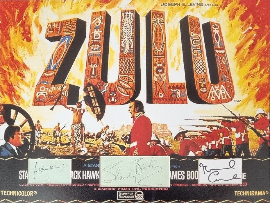 STANLEY BAKER, MICHAEL CAINE, JACK HAWKINS Signed 16x12 Photo Display ZULU COA STANLEY BAKER, MICHAEL CAINE, JACK HAWKINS Signed 16x12 Photo Display ZULU COA