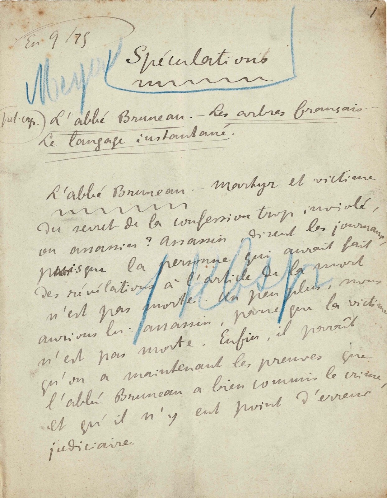 Alfred JARRY - Rare Signed Autograph Manuscript - 