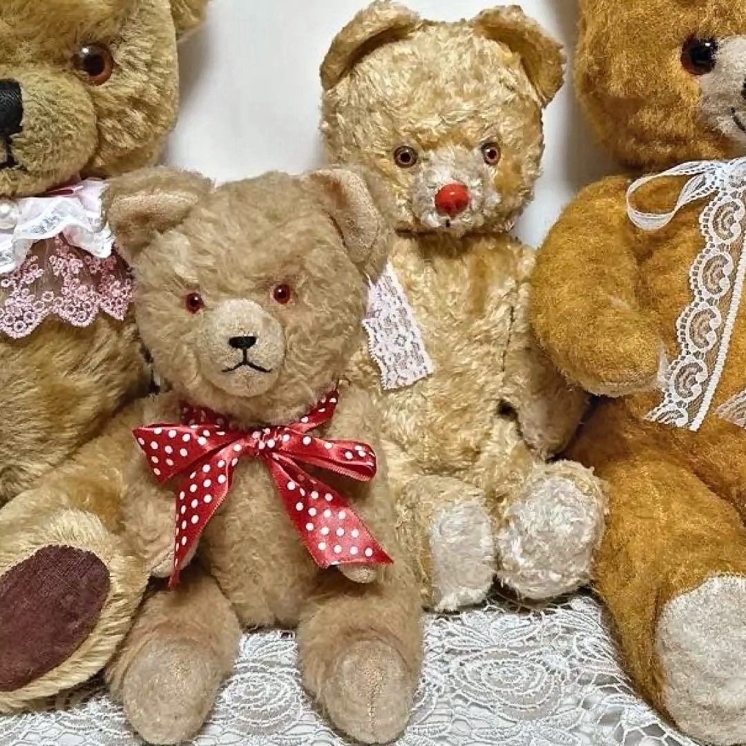 Vintage Dutch Teddy Bear 1950s Red Nose Antique Bear 33cm Collectible Plush
